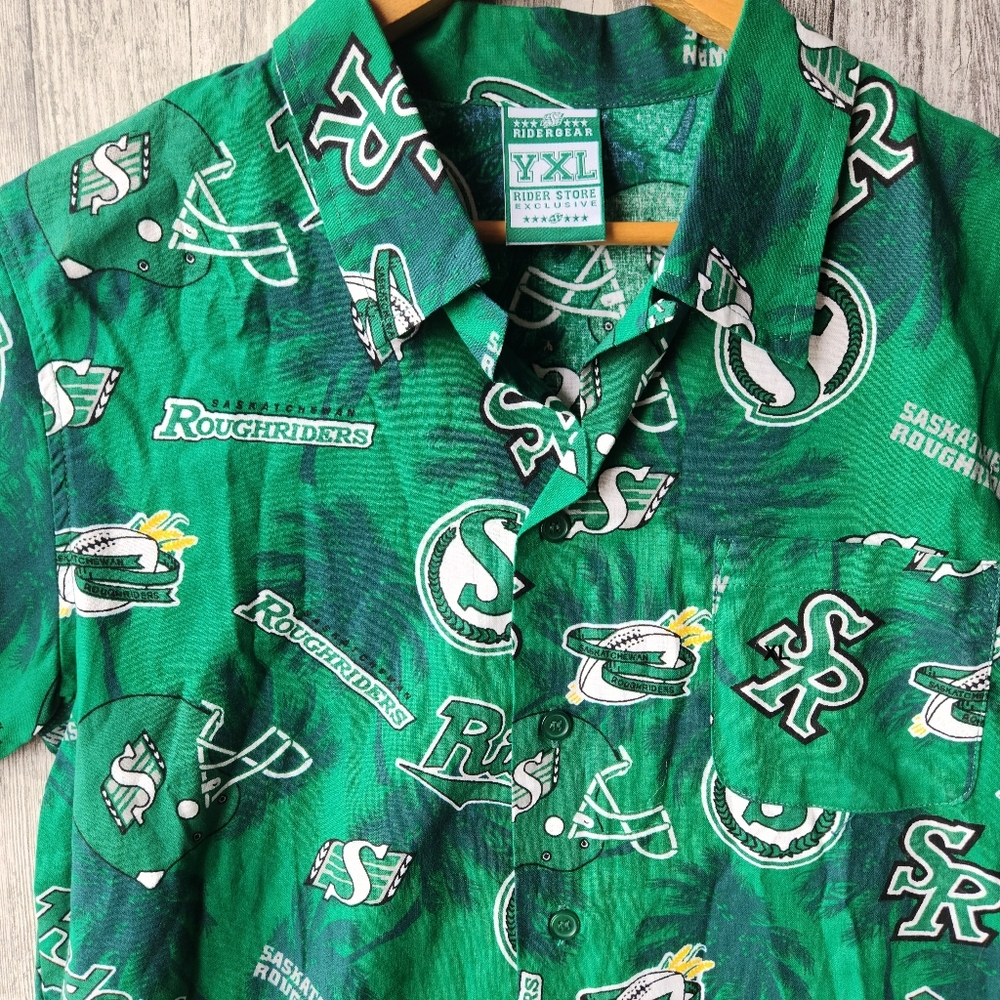 Saskatchewan Roughriders Button Up Shirt CFL Football Youth XL - Picture 4 of 8